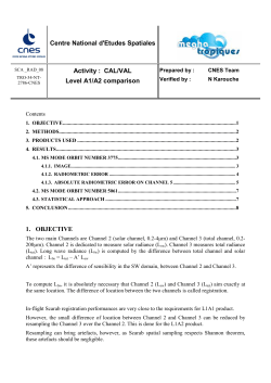 Centre National d`Etudes Spatiales Activity : CAL/VAL Level A1/A2