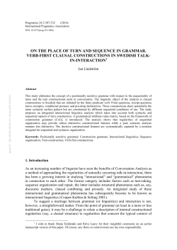 on the place of turn and sequence in grammar. verb