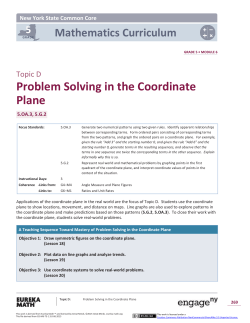 Problem Solving in the Coordinate Plane 5.OA.3, 5.G.2