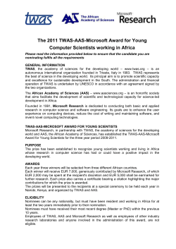 The 2010 TWAS-AAS-Microsoft Award for Young