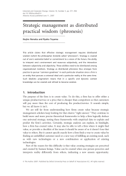 Strategic management as distributed practical wisdom (phronesis)