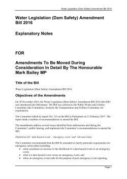 ACiD&mdash;Water Legislation (Dam Safety) Amendment Bill 2016