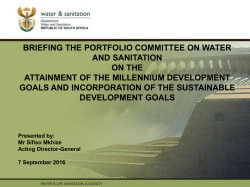No Water MDG - Parliamentary Monitoring Group