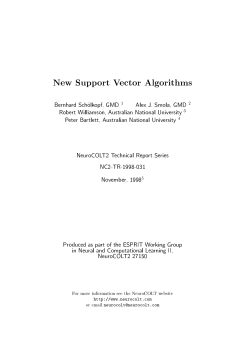 New Support Vector Algorithms - ANU College of Engineering and