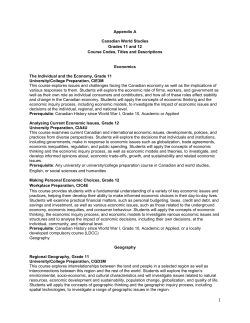 Appendix A - Canadian World Studies Grades 11 and 12 Course