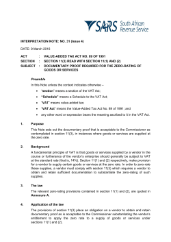Documentary Proof Zero-rating Goods Services