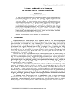 Problems and Conflicts in Managing International Joint Ventures in