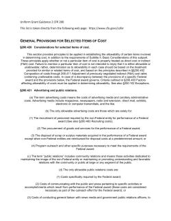 Uniform Grant Guidance 2 CFR 200 This list is taken directly from