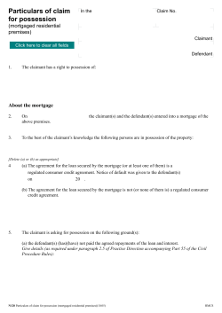 Particulars of claim for possession