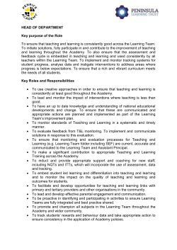 Head of Department JD - Peninsula Learning Trust