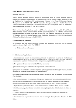 Public Notice n&ordm;. 1045//2016, de 07/12//2016 Deadline : 19/01/2017