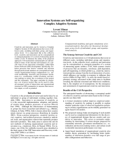 Innovation Systems are Self-organizing Complex Adaptive Systems