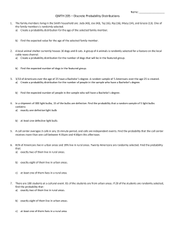 QMTH 205 &ndash; Discrete Probability Distributions