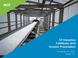 CF Industries Fall/Winter 2016 Investor Presentation