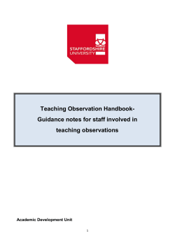 Teaching Observation Handbook - Staffordshire University Blogs