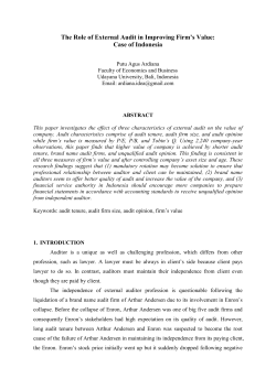 The Role of External Audit in Improving Firm`s Value: Case of