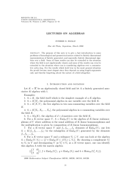 i i i i LECTURES ON ALGEBRAS 1. Introduction and notation Let K