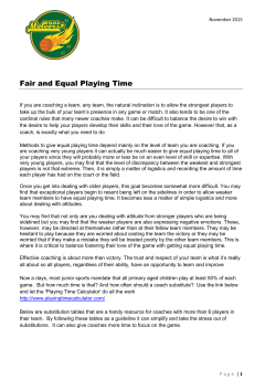 Fair and Equal Playing Time - Mt Eliza Meteors Basketball Club