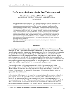 Performance Indicators in the Best Value Approach