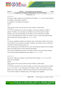 Chapter 7 &ndash; Permutations and Combinations