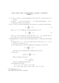 SHEET 2 (1) (a) Let f &isin; C[x] be a non