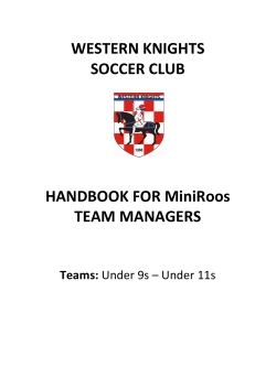 Managers Handbook MiniRoos - Western Knights Soccer Club