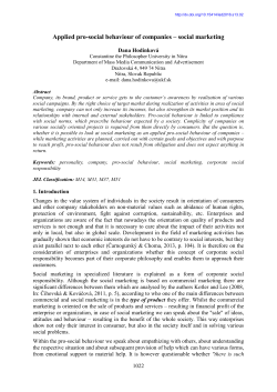 Applied prosocial behavior of companies &ndash; social marketing