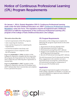 Notice of Continuous Professional Learning (CPL)
