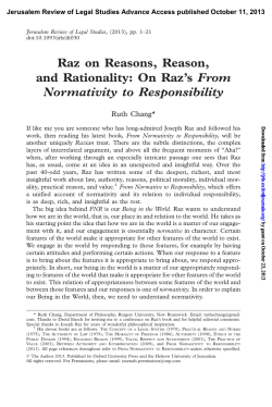 Raz on Reasons, Reason, and Rationality: On Raz`s