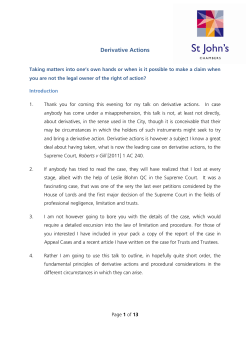 Derivative Actions - St John`s Chambers