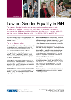 Law on Gender Equality in BiH