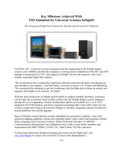 Key Milestone Achieved With TSO Submittal for Universal Avionics