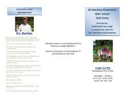 KD Markley Elementary After School Golf Camp