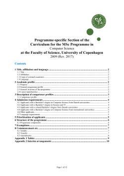 Curriculum for MSc in Computer Science