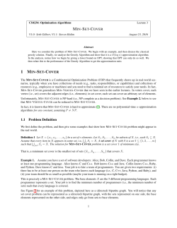 MIN-SET-COVER 1 MIN-SET-COVER 1.1 Problem Definition