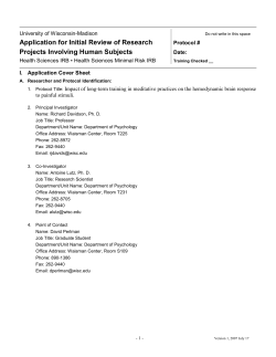 Application for Initial Review of Research