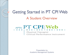 Getting Started in PT CPI Web 2.0 for Students
