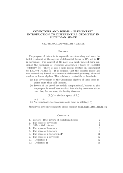 COVECTORS AND FORMS &ndash; ELEMENTARY INTRODUCTION TO