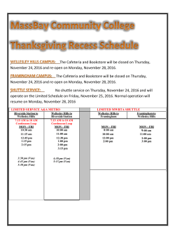 The Cafeteria and Bookstore will be closed on Thursday, November