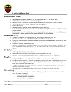 Girard United Soccer Club Players Code of Conduct Games and