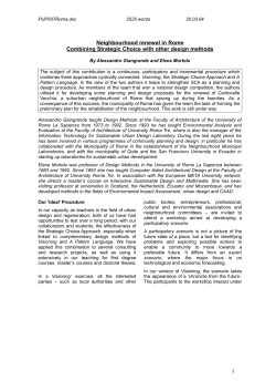 Neighbourhood renewal in Rome Combining Strategic Choice with