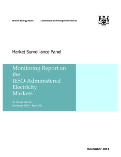 Monitoring Report on the IESO-Administered Electricity Markets