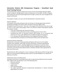 Interactive Ontario - SmartStart Seed Fund Training Partner