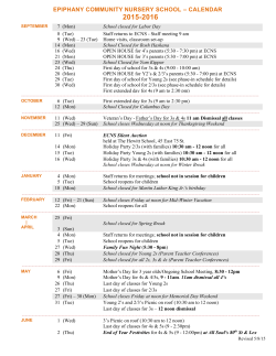 epiphany community nursery school &ndash; calendar 2015-2016