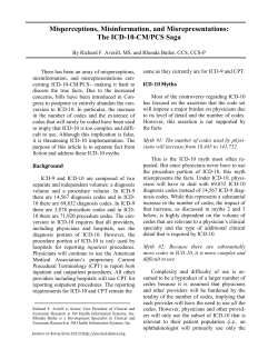 Misperceptions, Misinformation, and Misrepresentations: The ICD