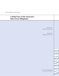 A Global View of the University`s Duty of Care Obligations