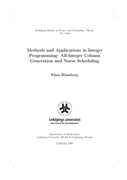 Methods and Applications in Integer Programming: All