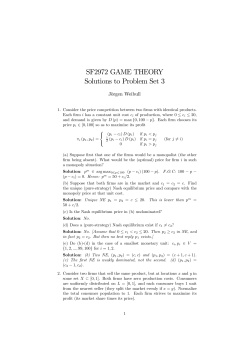 SF2972 GAME THEORY Solutions to Problem Set 3