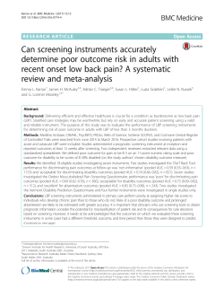 Can screening instruments accurately determine poor outcome risk