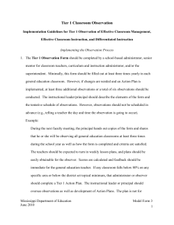 Tier 1 Classroom Observation - Tunica County School District